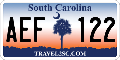 SC license plate AEF122