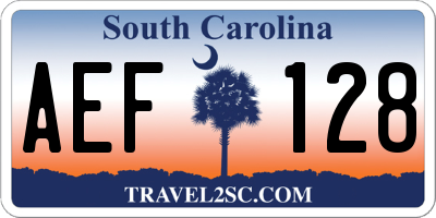 SC license plate AEF128
