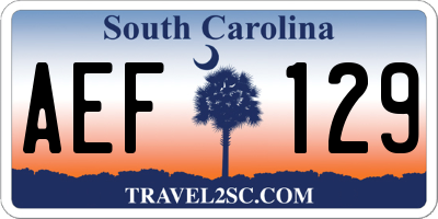 SC license plate AEF129