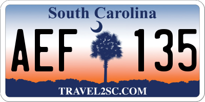 SC license plate AEF135