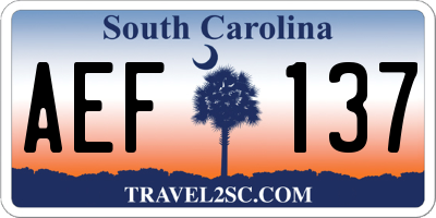 SC license plate AEF137