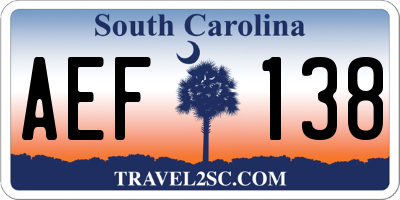 SC license plate AEF138