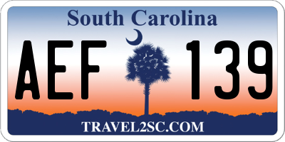 SC license plate AEF139