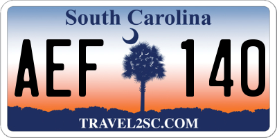 SC license plate AEF140