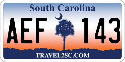SC license plate AEF143