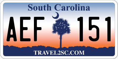 SC license plate AEF151