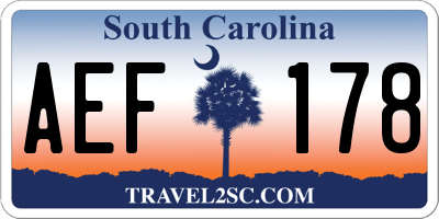 SC license plate AEF178