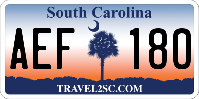 SC license plate AEF180