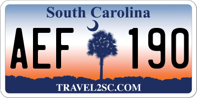SC license plate AEF190
