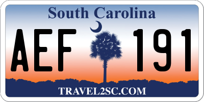 SC license plate AEF191
