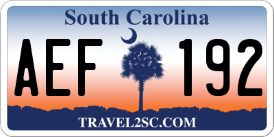 SC license plate AEF192