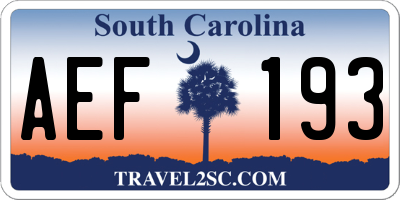 SC license plate AEF193
