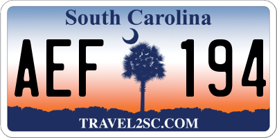 SC license plate AEF194