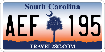 SC license plate AEF195
