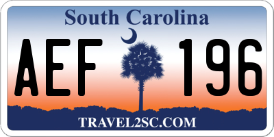 SC license plate AEF196