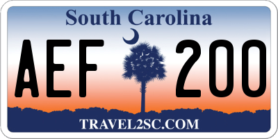 SC license plate AEF200
