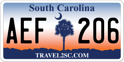 SC license plate AEF206