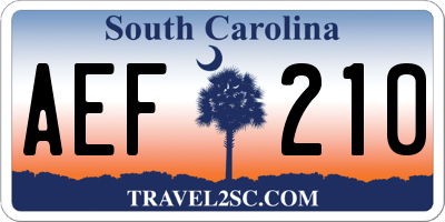 SC license plate AEF210