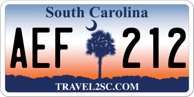 SC license plate AEF212