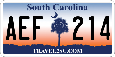 SC license plate AEF214