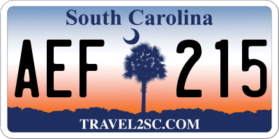 SC license plate AEF215