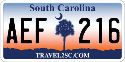 SC license plate AEF216