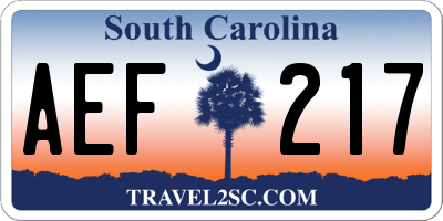 SC license plate AEF217