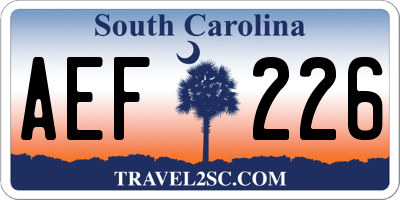 SC license plate AEF226