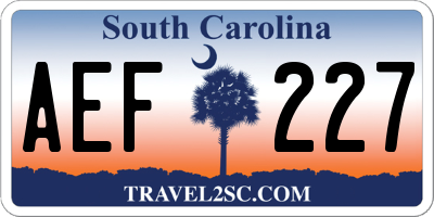 SC license plate AEF227