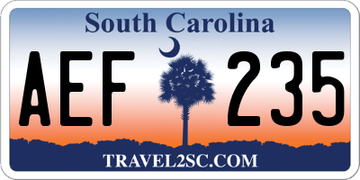 SC license plate AEF235
