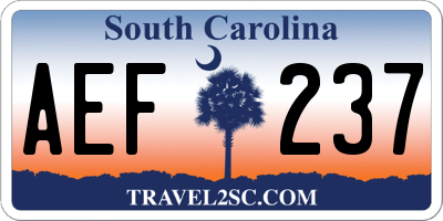 SC license plate AEF237