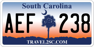 SC license plate AEF238
