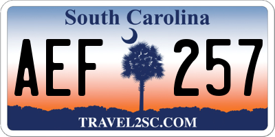 SC license plate AEF257