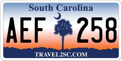 SC license plate AEF258