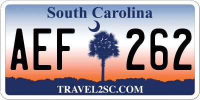 SC license plate AEF262