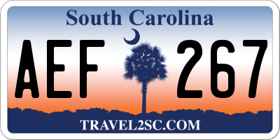 SC license plate AEF267