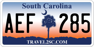 SC license plate AEF285