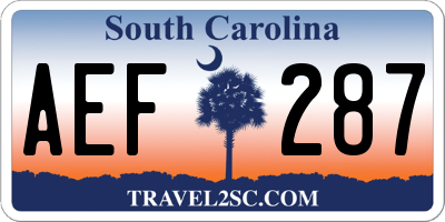 SC license plate AEF287