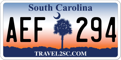 SC license plate AEF294