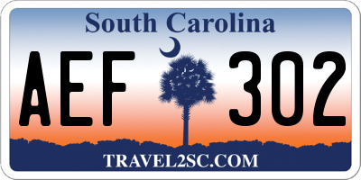 SC license plate AEF302
