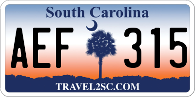 SC license plate AEF315