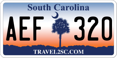 SC license plate AEF320