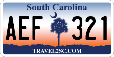SC license plate AEF321