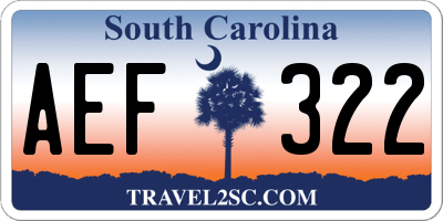 SC license plate AEF322