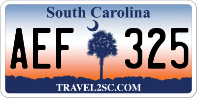 SC license plate AEF325
