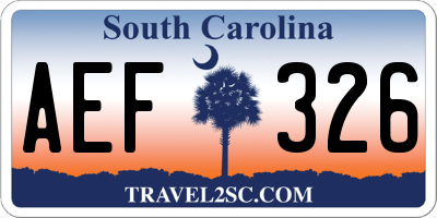 SC license plate AEF326