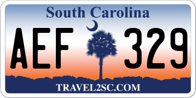 SC license plate AEF329