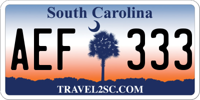 SC license plate AEF333