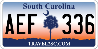 SC license plate AEF336