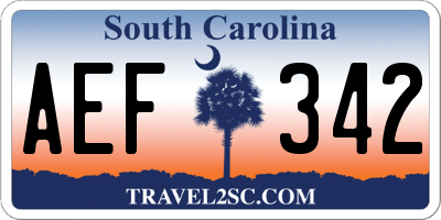 SC license plate AEF342